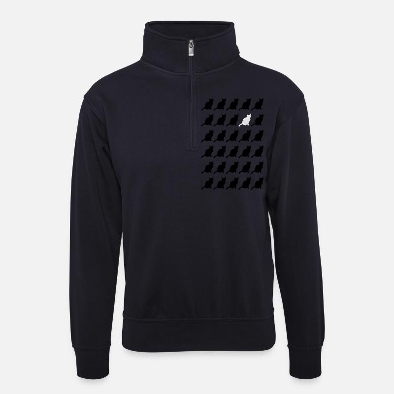 Katzen - Unisex Pullover mit Zip-Kragen - Dunkelnavy
