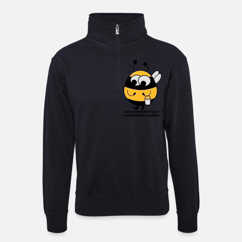 Biene mit Eimer - Unisex Pullover mit Zip-Kragen - Dunkelnavy