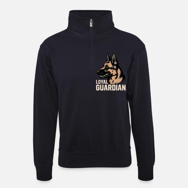 Loyaler Wächter - Unisex Pullover mit Zip-Kragen - Dunkelnavy