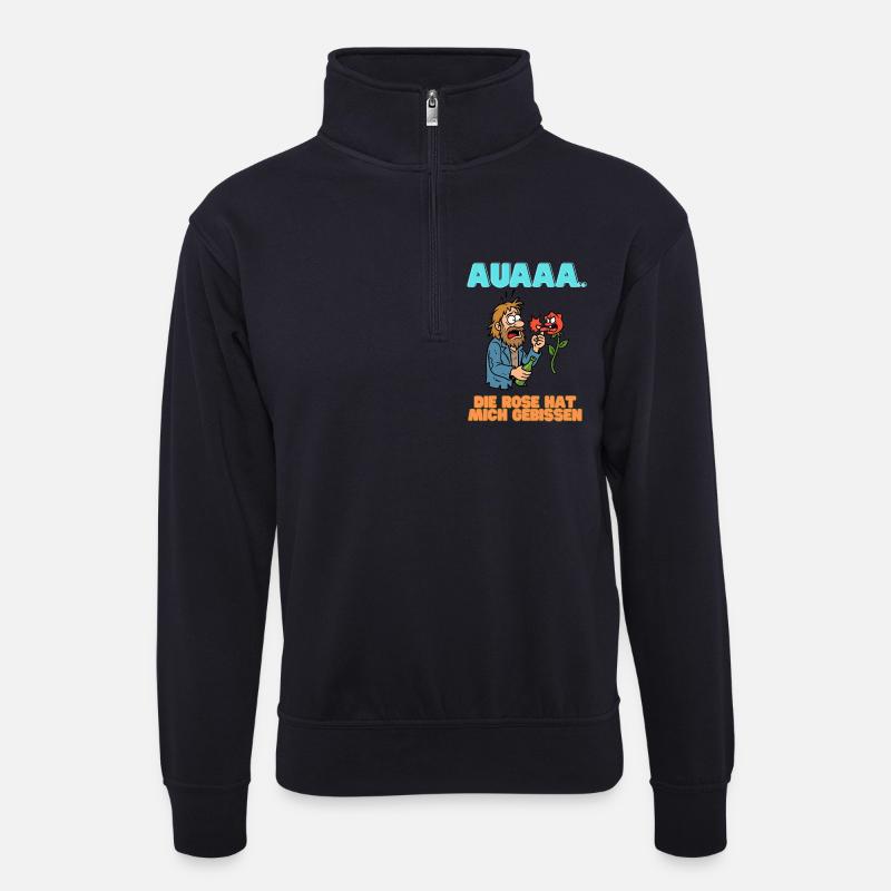 Auaaa die Rose hat gebissen Meme - Unisex Pullover mit Zip-Kragen - Dunkelnavy