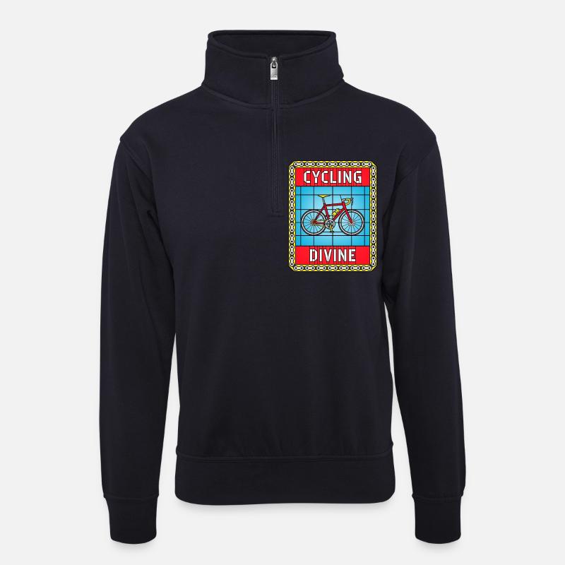 Cycling von Buntglasfenstern - Unisex Pullover mit Zip-Kragen - Dunkelnavy