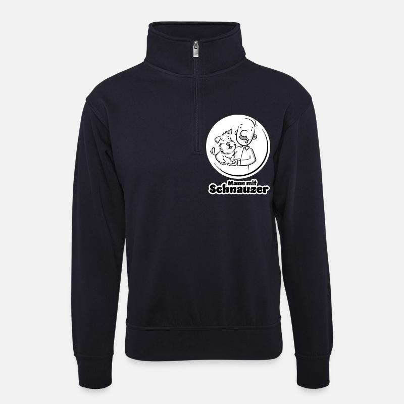 Mann mit Schnauzer (Oberlippenbart) - Unisex Pullover mit Zip-Kragen - Dunkelnavy