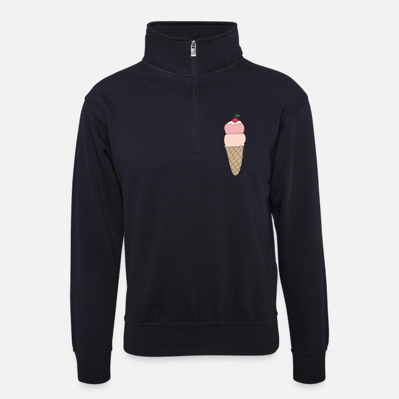 Eiscreme mit Kirsche Design - Unisex Pullover mit Zip-Kragen - Dunkelnavy