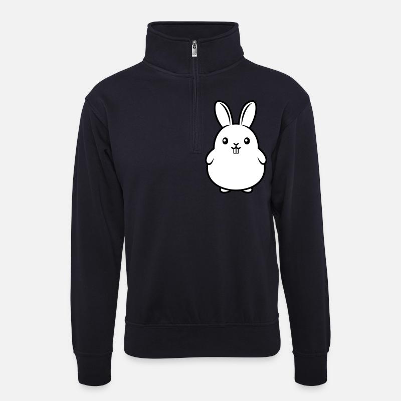 Lustiger Hase Ostern - Unisex Pullover mit Zip-Kragen - Dunkelnavy