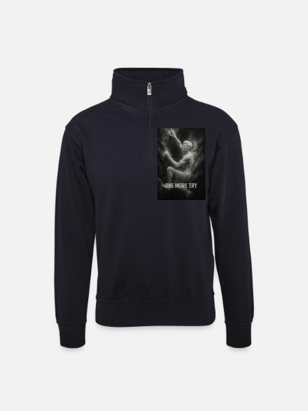 One more try. - Unisex Pullover mit Zip-Kragen - Dunkelnavy