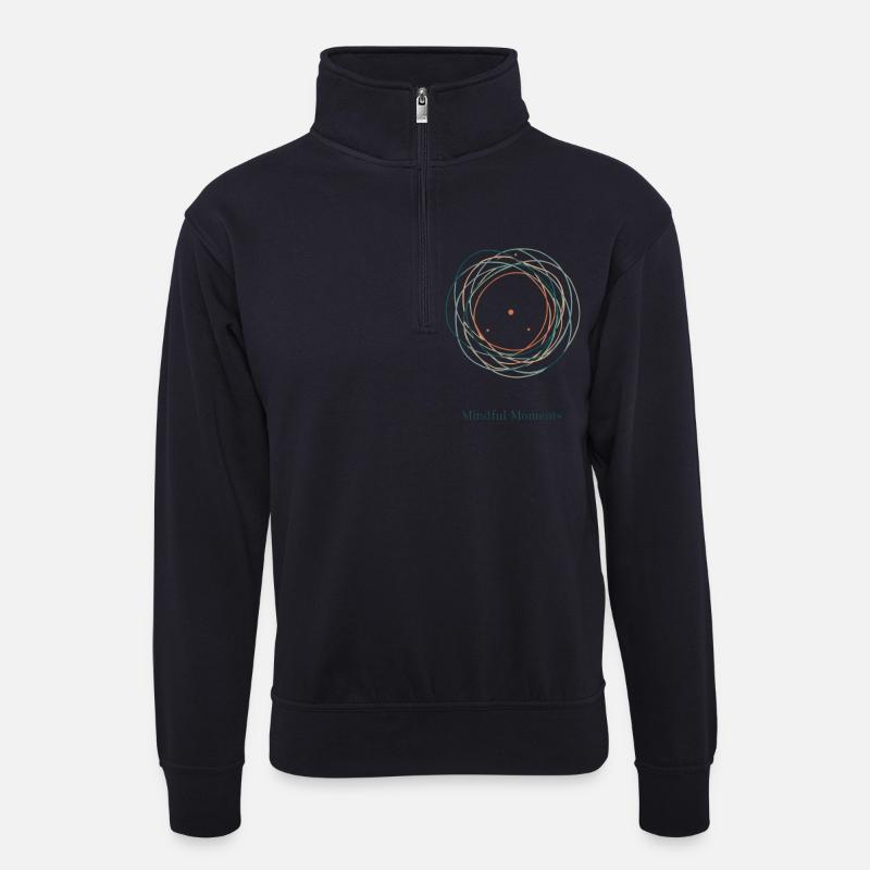 Achtsame Momente | Flow & Ruhe Design - Unisex Pullover mit Zip-Kragen - Dunkelnavy