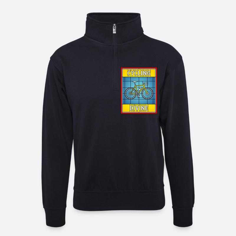 Cycling Divine Buntglas - Unisex Pullover mit Zip-Kragen - Dunkelnavy