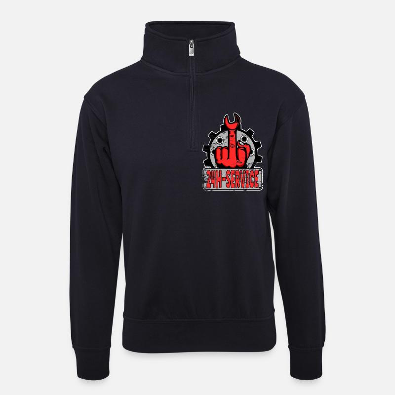 Mittelfinger Stinkerfinger 24h Service Design Rot - Unisex Pullover mit Zip-Kragen - Dunkelnavy