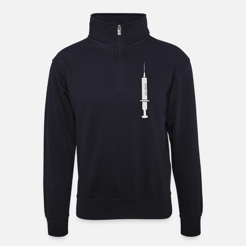 Spritze - Unisex Pullover mit Zip-Kragen - Dunkelnavy