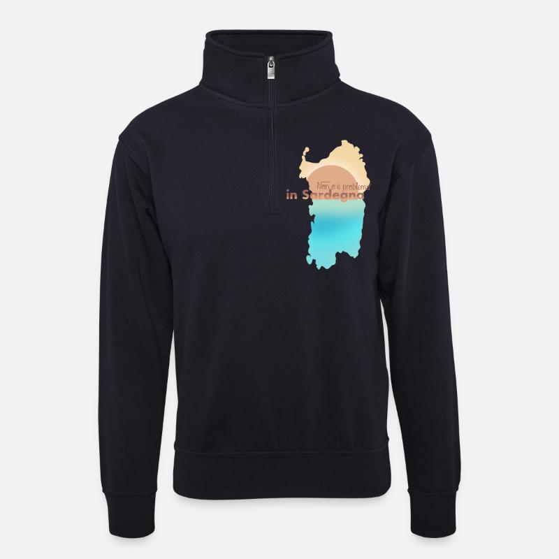 Non C’è Problema in Sardegna - Unisex Pullover mit Zip-Kragen - Dunkelnavy