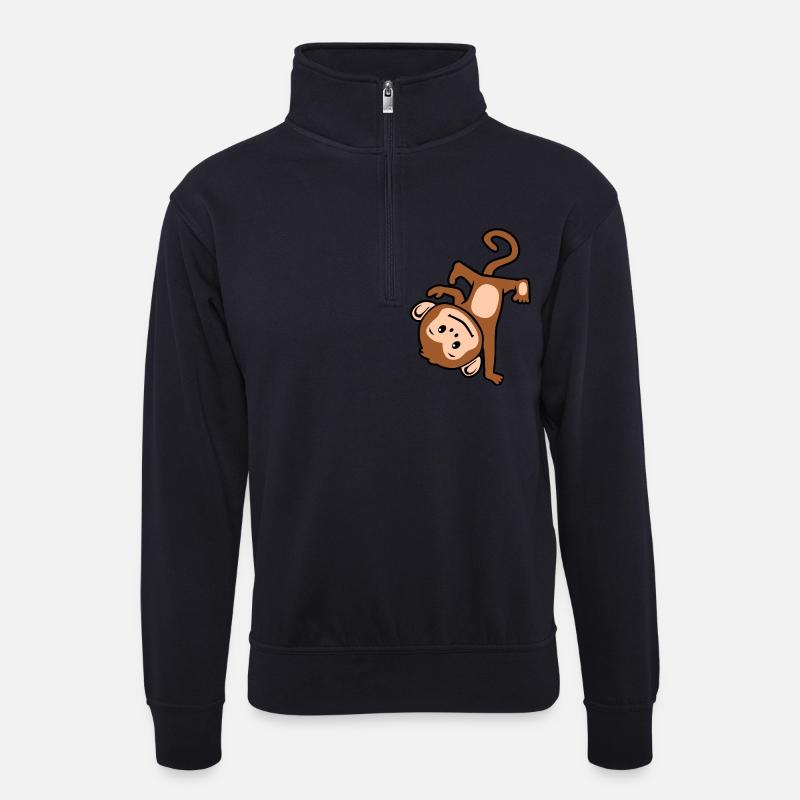 Hiphop-Affe - Unisex Pullover mit Zip-Kragen - Dunkelnavy