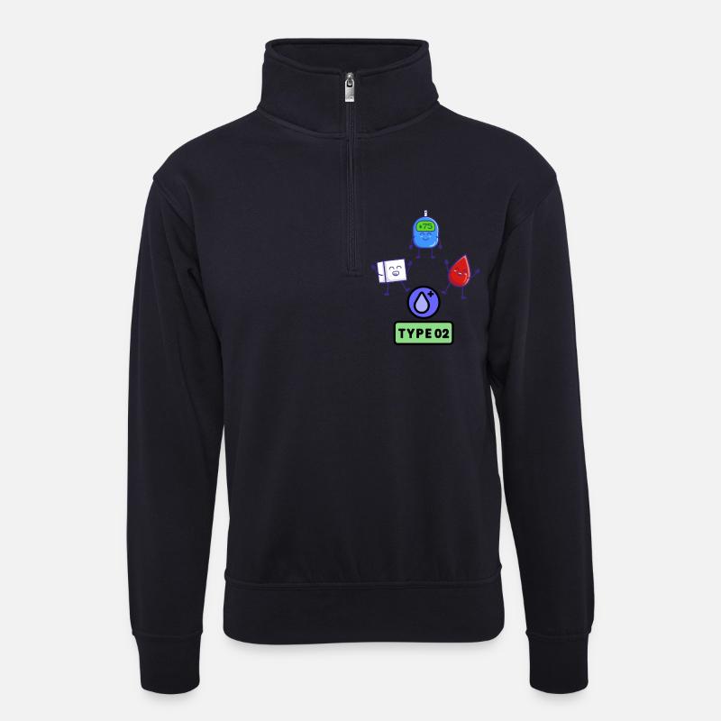Typ-2-Diabetes Bewusstsein - Unisex Pullover mit Zip-Kragen - Dunkelnavy