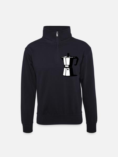 Espresso pot - Unisex sweater with zip collar - dark navy