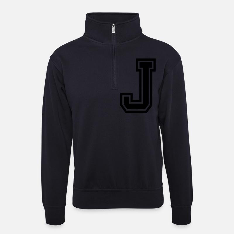 J - Unisex Pullover mit Zip-Kragen - Dunkelnavy