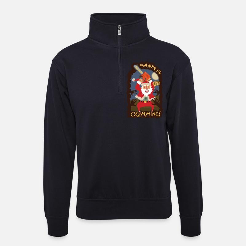 Horror santa - Unisex Pullover mit Zip-Kragen - Dunkelnavy