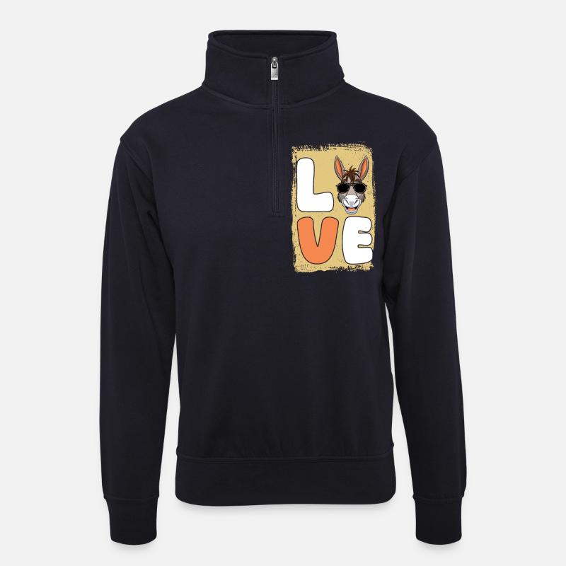 Esel - Unisex Pullover mit Zip-Kragen - Dunkelnavy