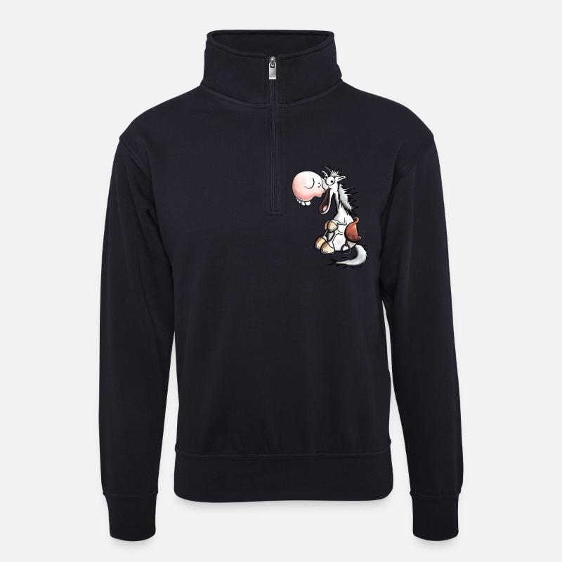 Pamina das Pferd - Unisex Pullover mit Zip-Kragen - Dunkelnavy