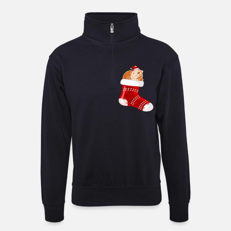 WEIHNACHTSMANN WEIHNACHTSSTRÜMPFE CAPYBARA - Unisex Pullover mit Zip-Kragen - Dunkelnavy