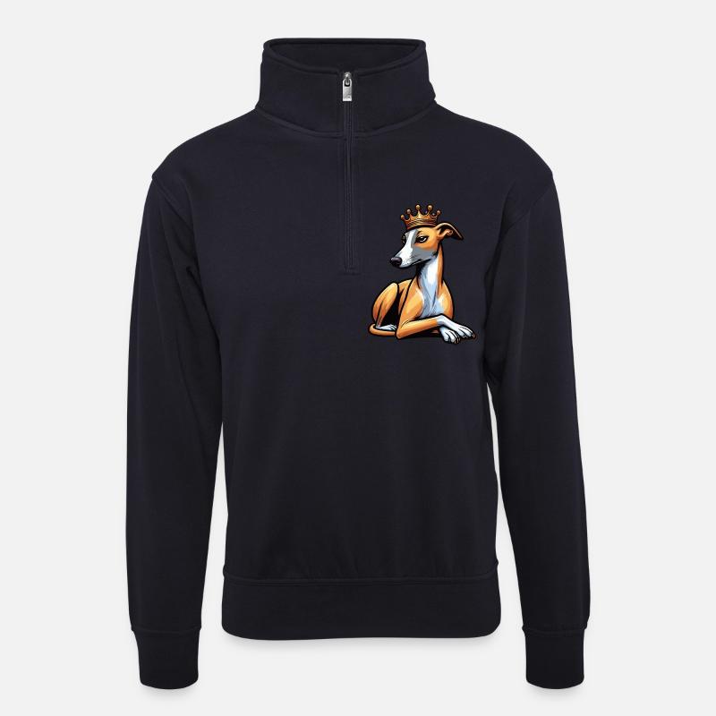Whippet Windhund Whippets Windhundbesitzer - Unisex Pullover mit Zip-Kragen - Dunkelnavy
