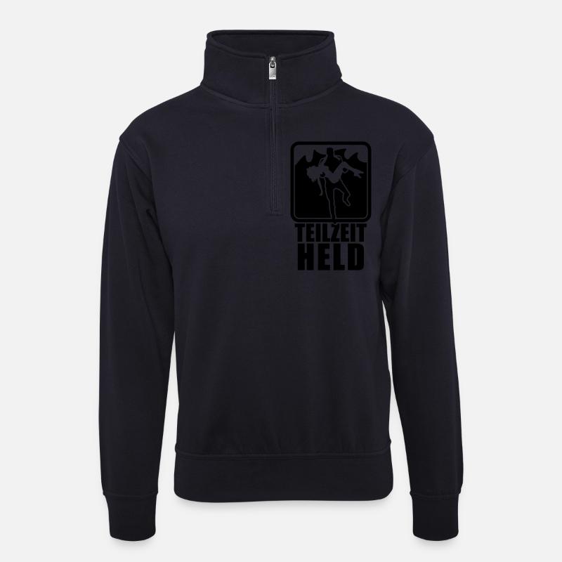 Teilzeit-Held - Unisex Pullover mit Zip-Kragen - Dunkelnavy