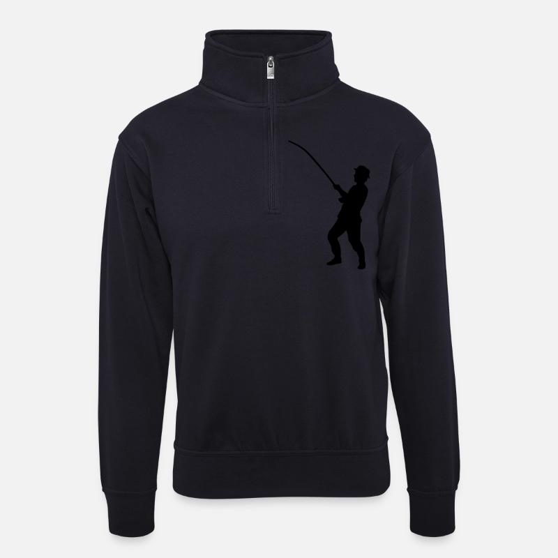 fishing men - Unisex Pullover mit Zip-Kragen - Dunkelnavy