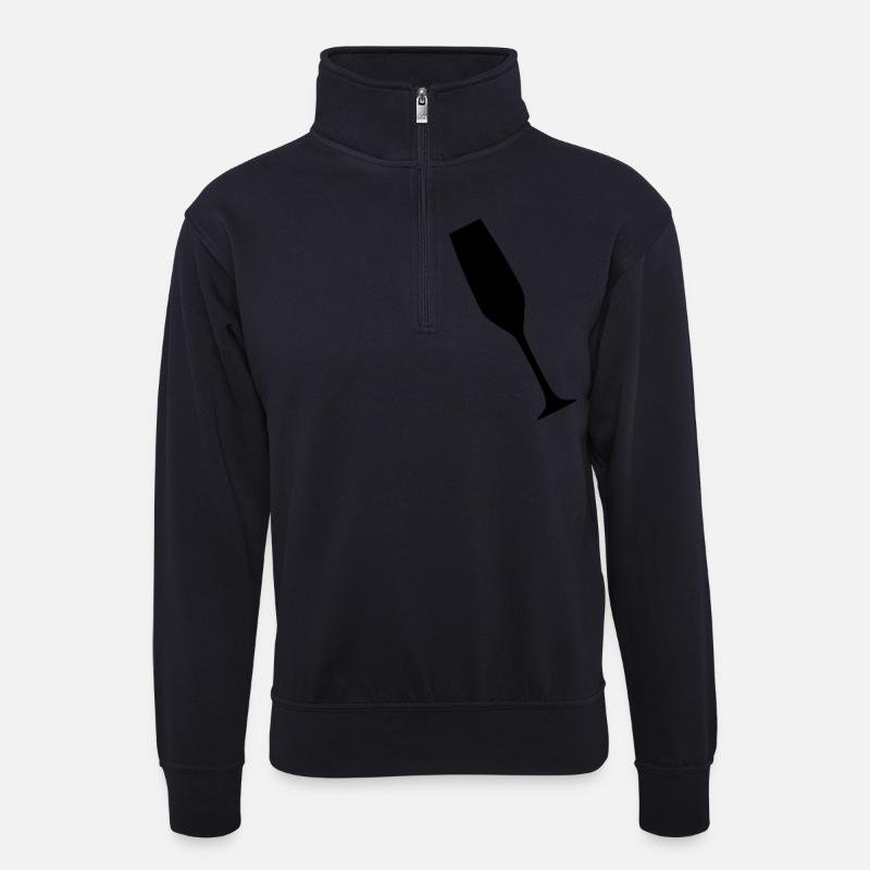 Sektglas - Champagnerglas - Unisex Pullover mit Zip-Kragen - Dunkelnavy