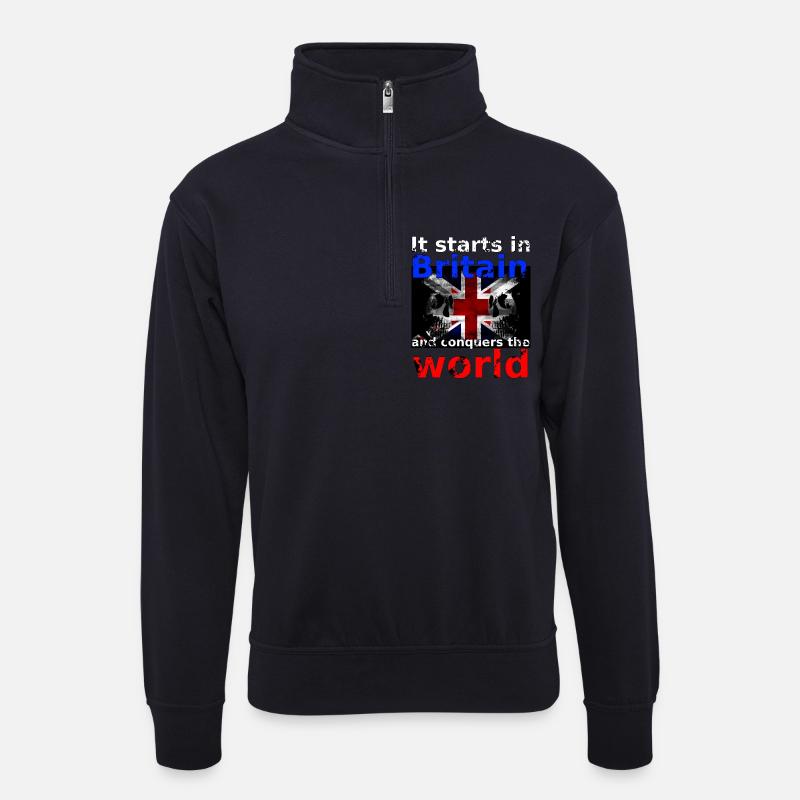Britain - Unisex Pullover mit Zip-Kragen - Dunkelnavy