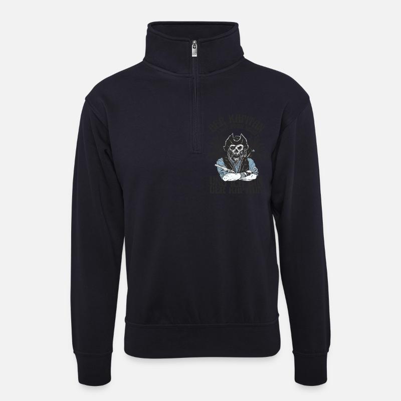 Der Kapitän hat immer recht ! - Unisex Pullover mit Zip-Kragen - Dunkelnavy