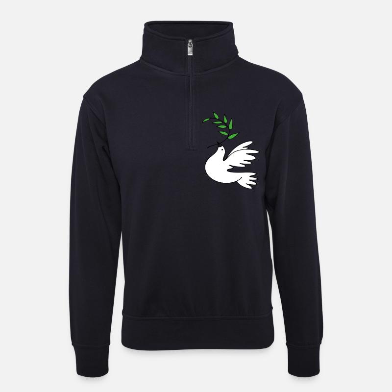 Friedenstaube - Unisex Pullover mit Zip-Kragen - Dunkelnavy