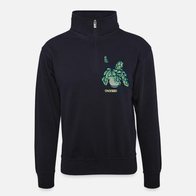 Sorry I Have Plants Weekend - Unisex Pullover mit Zip-Kragen - Dunkelnavy