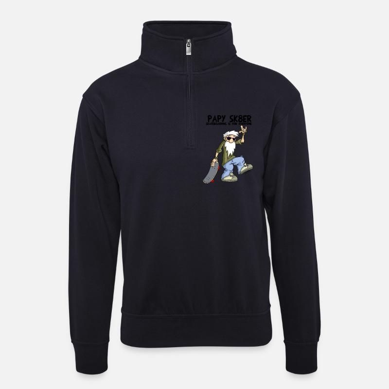 Opa SK8er - Unisex Pullover mit Zip-Kragen - Dunkelnavy