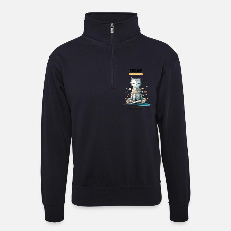 DGAF - Unisex Pullover mit Zip-Kragen - Dunkelnavy