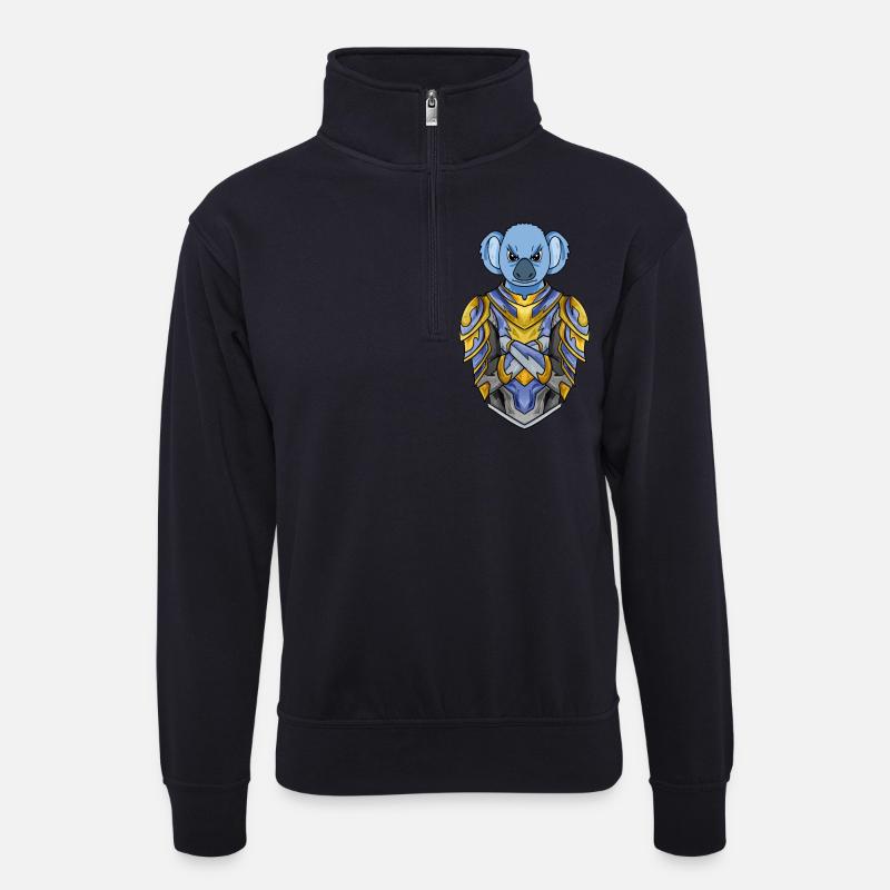 Ritter Koala Kreuzritter - Unisex Pullover mit Zip-Kragen - Dunkelnavy