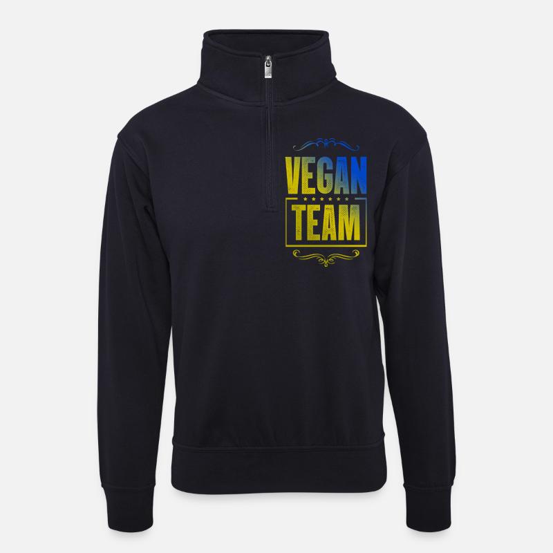 Vegan Crew - Unisex Pullover mit Zip-Kragen - Dunkelnavy