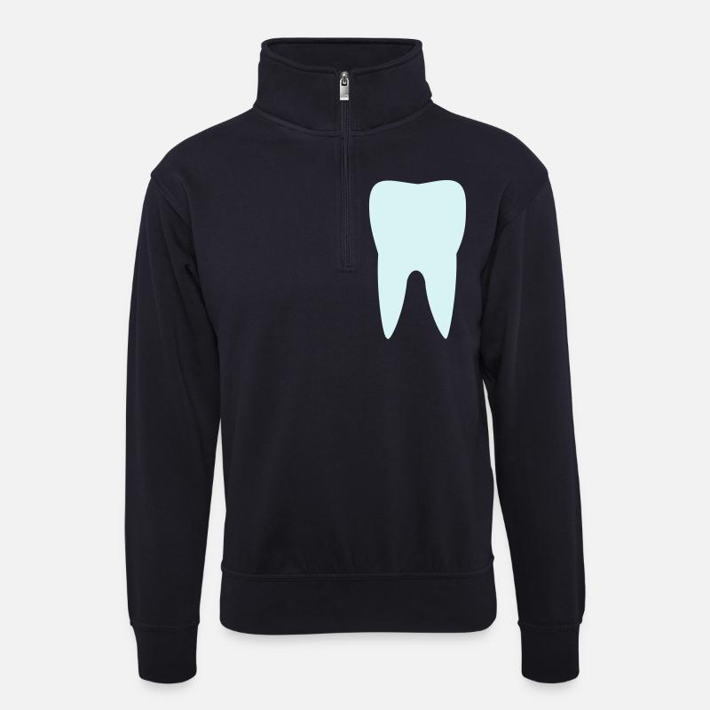 Zahn - Unisex Pullover mit Zip-Kragen - Dunkelnavy