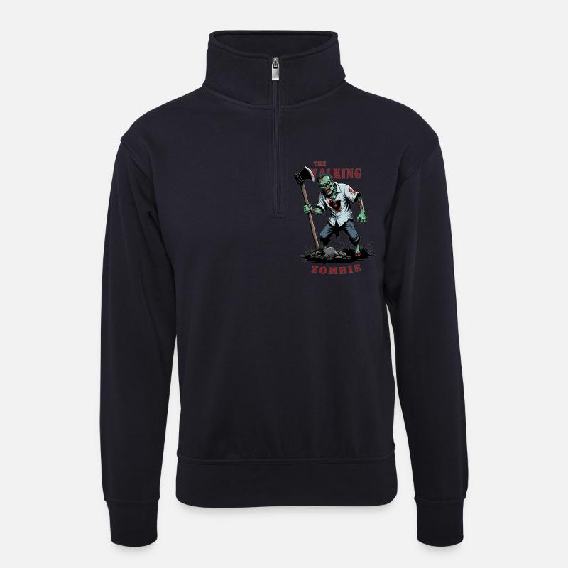 The Walking Zombie - Unisex Pullover mit Zip-Kragen - Dunkelnavy