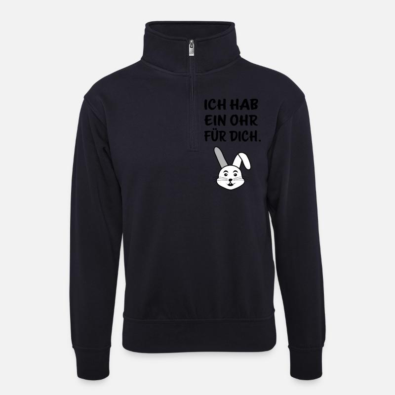 Ein Ohr - Unisex Pullover mit Zip-Kragen - Dunkelnavy
