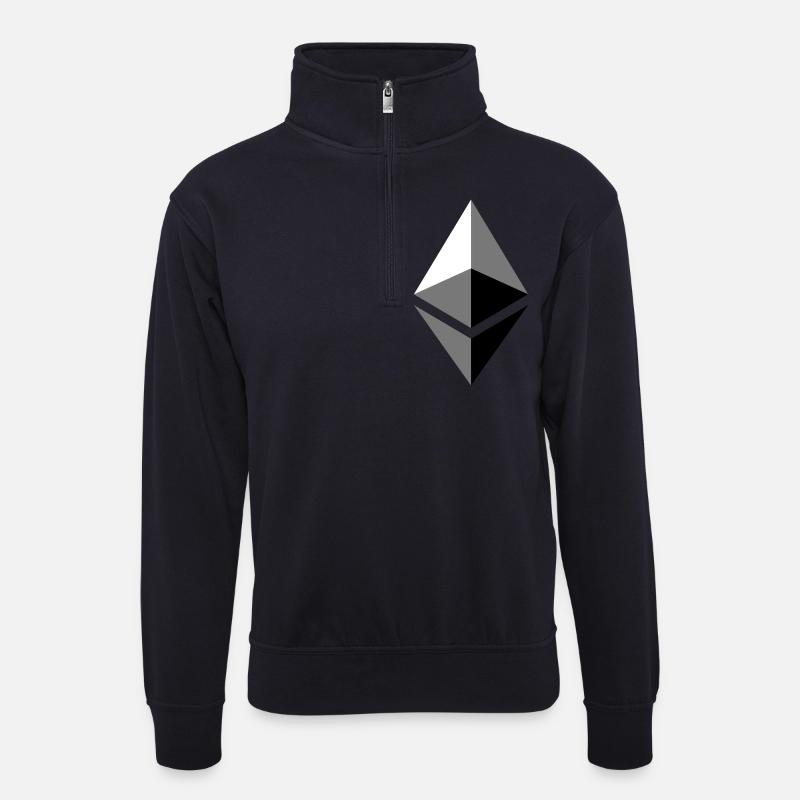 etherium ether ETH - Unisex sweater with zip collar - dark navy