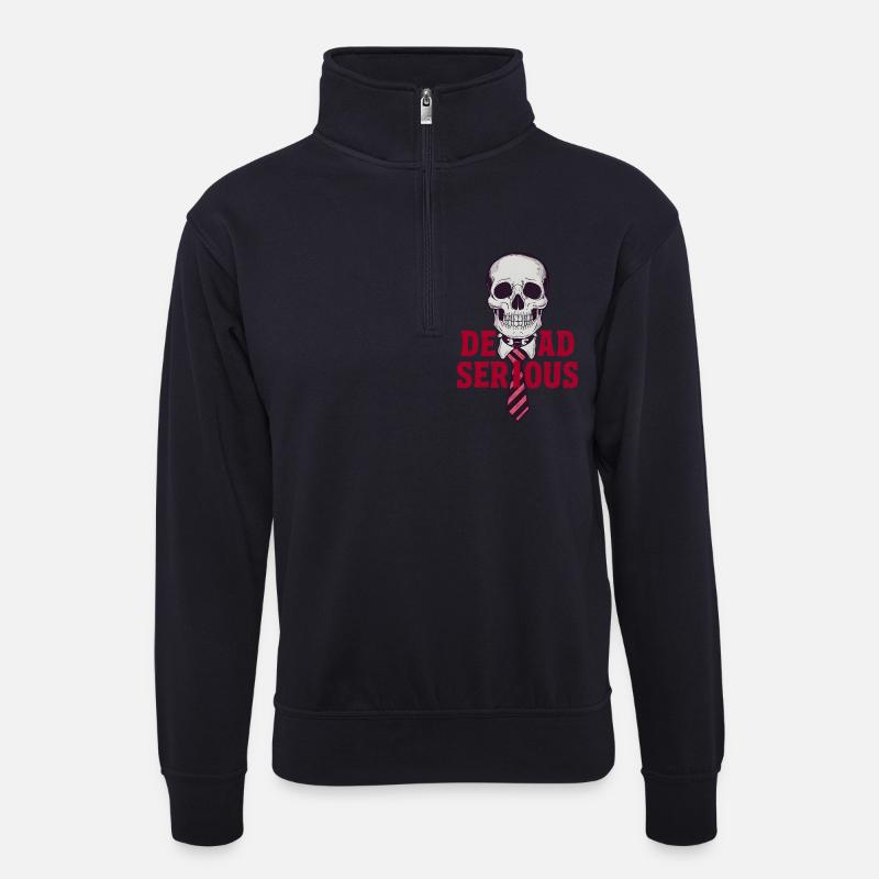 Dead Serious - Unisex Pullover mit Zip-Kragen - Dunkelnavy