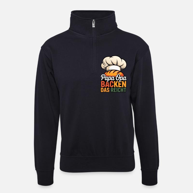Papa Opa Backen Das Reicht - Unisex Pullover mit Zip-Kragen - Dunkelnavy