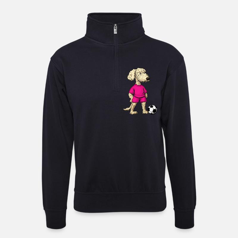 Fussball Pudel - Unisex Pullover mit Zip-Kragen - Dunkelnavy