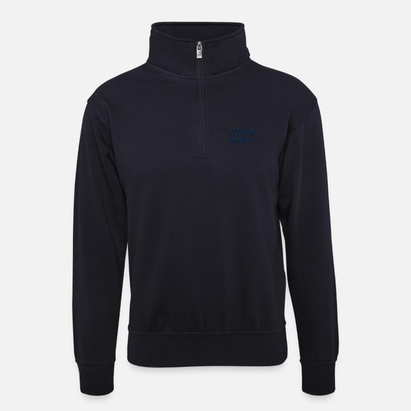 Offline heute bestickt - Unisex Pullover mit Zip-Kragen - Dunkelnavy