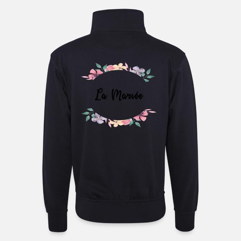 Blumenthema - Die Braut - Unisex Pullover mit Zip-Kragen - Dunkelnavy