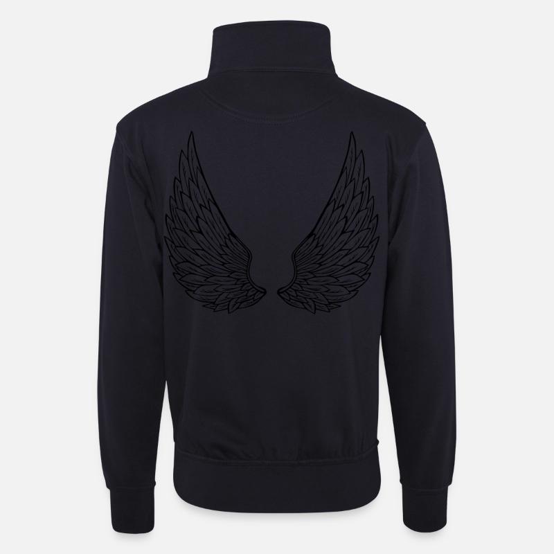Engelsflügel - Unisex Pullover mit Zip-Kragen - Dunkelnavy