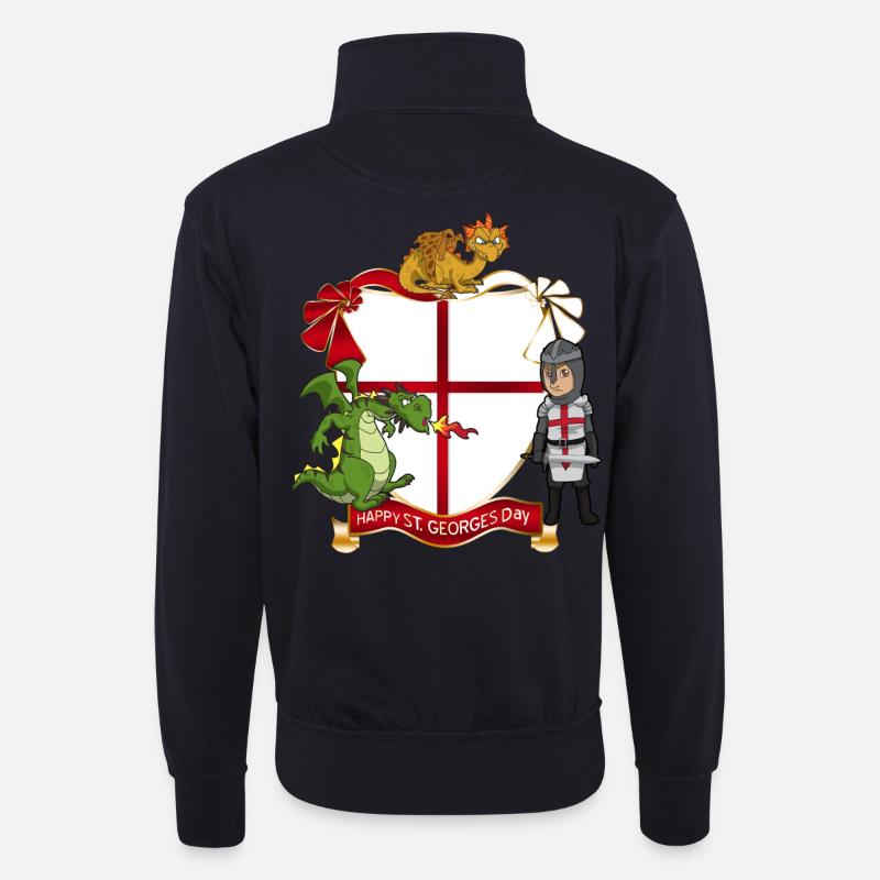 StGeorges Wappen Drachenritter - Unisex Pullover mit Zip-Kragen - Dunkelnavy