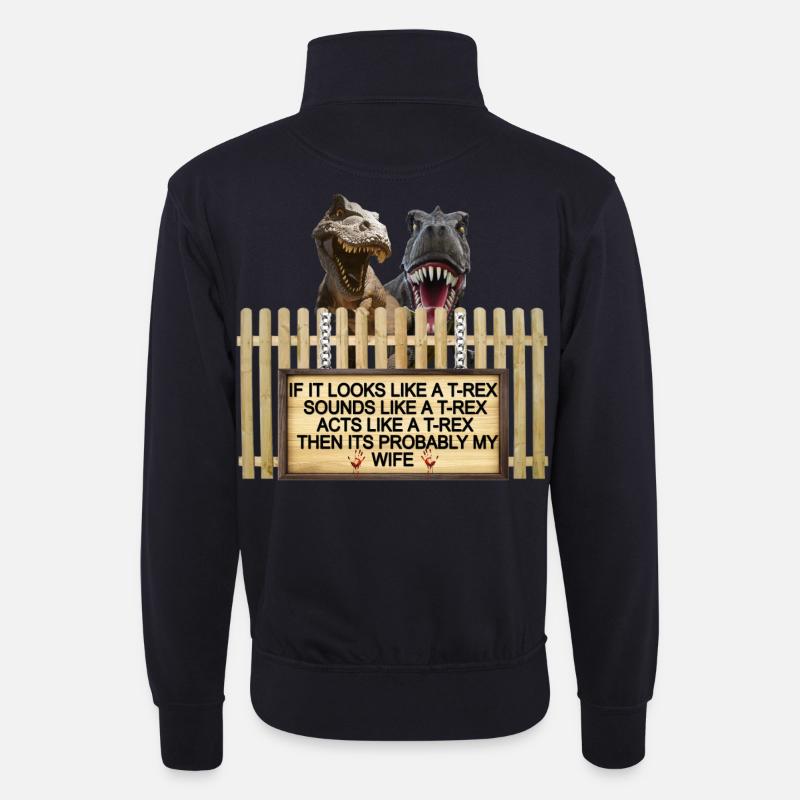 TREX Ehefrau Witz Zeichen T-Shirt - Unisex Pullover mit Zip-Kragen - Dunkelnavy