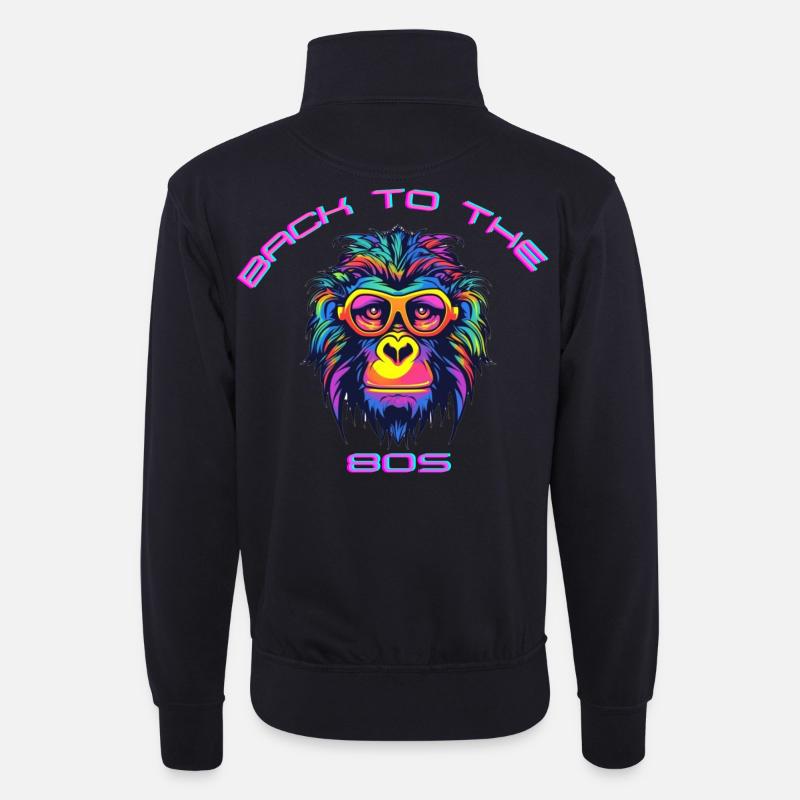 Psychedelischer Gorilla mit Sonnenbrille - Unisex Pullover mit Zip-Kragen - Dunkelnavy