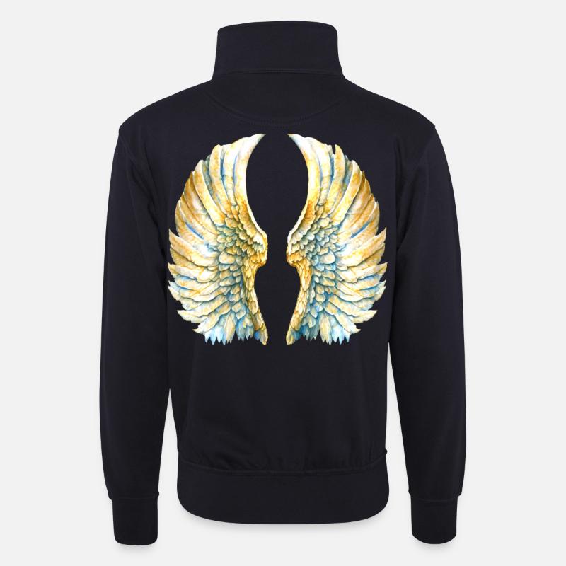 Engelsflügel - Unisex Pullover mit Zip-Kragen - Dunkelnavy