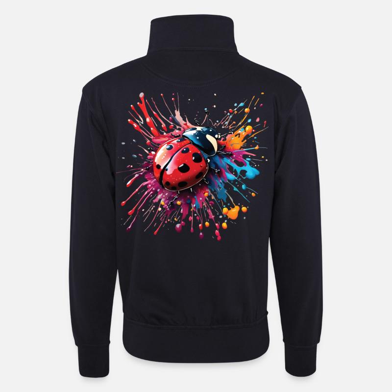 Buntes Marienkäfer-Design, kein Text - Unisex Pullover mit Zip-Kragen - Dunkelnavy
