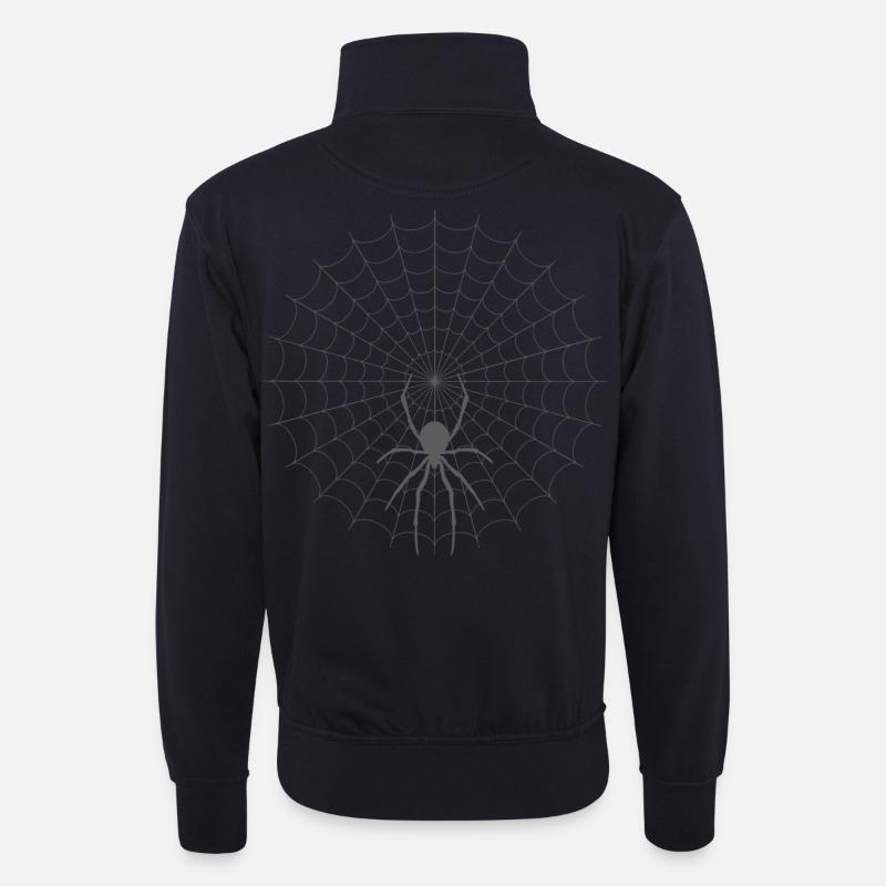 Spinnennetz Silhouette - Unisex Pullover mit Zip-Kragen - Dunkelnavy